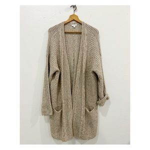 J Jill Long Line Cardigan Sweater in Oatmeal knit